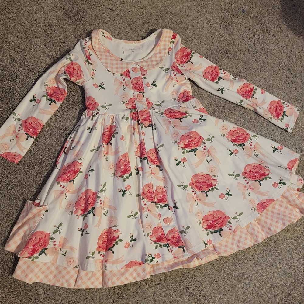 SweetHoney Pink Floral Long Sleeve Dress